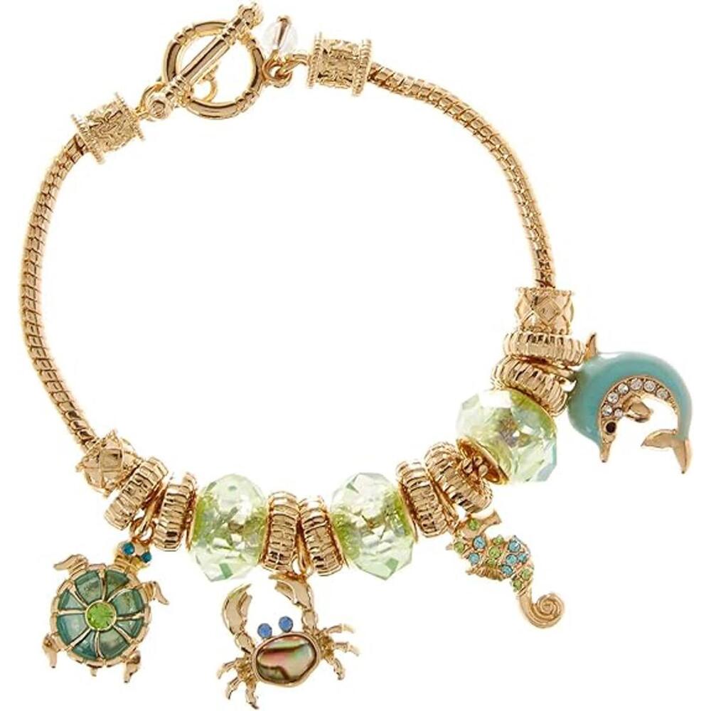 Gold Tone Sea Life‎ Charm Bracelet & Earrings